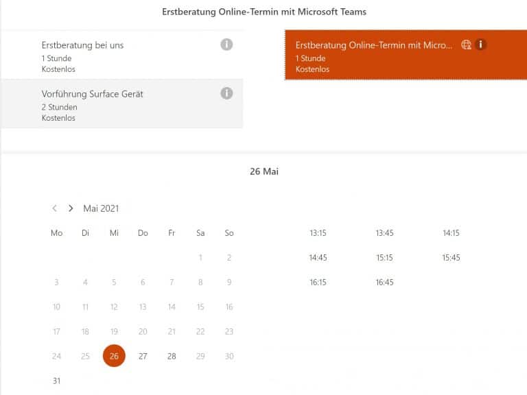 Dienst- und Terminauswahl - Online-Terminbuchung mit Microsoft Bookings eingerichtet durch Keepsmile Design, Castrop-Rauxel (Ruhrgebiet)